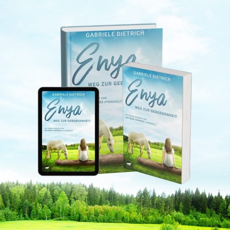 Der Roman Enya - Weg zur Geborgenheit als E-Book, Taschenbuch und Hardcover als Mockups.